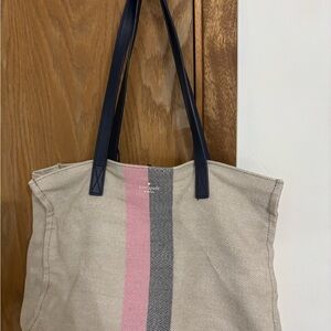 Kate Spade Cream and Pink Tote with Modern Minimalist Design